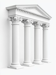 Obraz premium A series of columns in a colonnade. A perspective view of a long arched vault corridor. A black and white image.