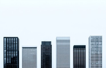 Fototapeta premium The architectural features of structures made from glass and steel.