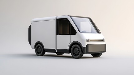 Naklejka premium White electric delivery van, modern design, isolated on white background.