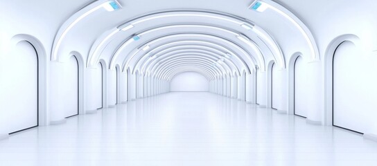 Obraz premium A 3D illustration of a sleek, glossy room with a white background in an abstract architectural style.