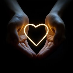 Fototapeta premium Glowing Hands Forming Heart Shape
