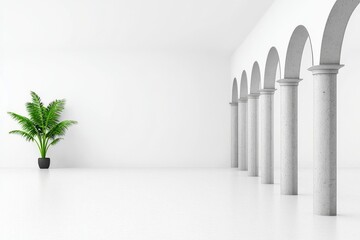 The front perspective of a light-filled exit in a sunny tunnel, showcasing modern architecture, with shadows and concrete wall segments. 3D rendering.