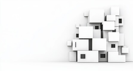 Black-themed architectural design. Includes beams, ceiling, and wall. Building design concept in black. 3D render.