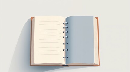 Clean Open Spiral Notebook with Blank Pages Against Gray Surface with Copy Space