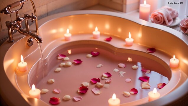 Romantic Rose Petal Heart Bath