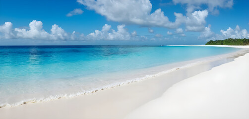 Fototapeta premium Turquoise water lapping gently on a tropical white sand beach