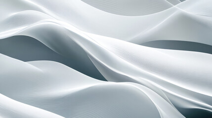 Abstract white silk waves: elegant and fluid textures with soft light