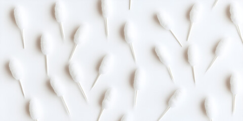Cotton Swabs on White Background