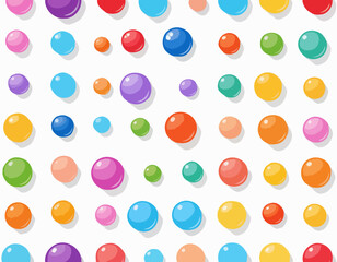 Colorful sphere set icons in row. Vector illustration. Glossy buttons, vitamins supplement. Color balls, paint drops for school kids design. Molecule particle template