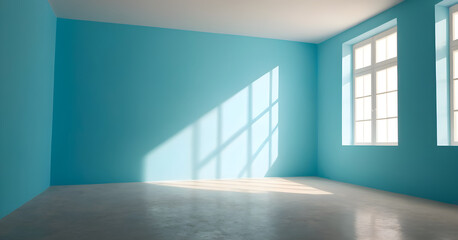 Sunlight casting through windows in empty room
