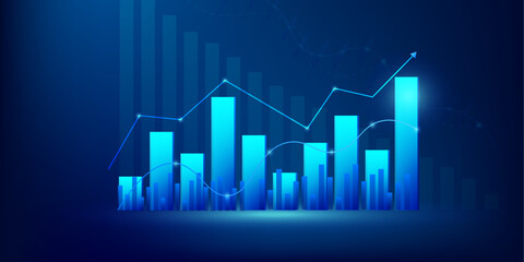 stock Market chart arrow up growth stock graph  investment to success. financial data graph strategy profit money.
