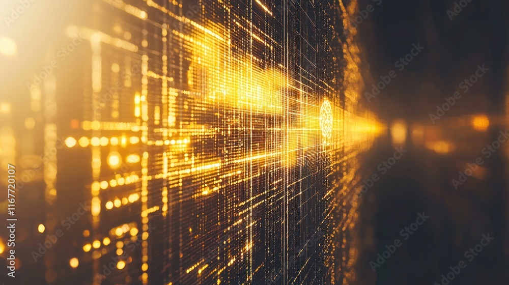 Poster abstract digital future with glowing lines and data streams representing technology and innovation