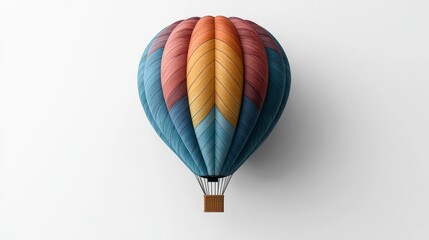 Fototapeta premium Colorful hot air balloon overhead view on white background.