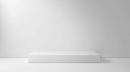 Minimalist white rectangular pedestal in clean empty room