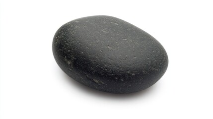 Smooth Black River Stone on White Background