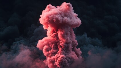 粉塵と煙の美しい渦が夜空に立ち上る幻想的な瞬間