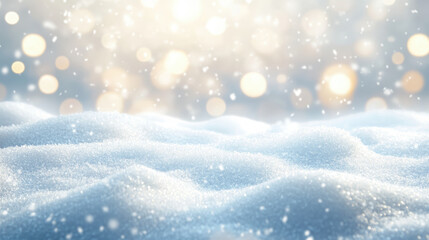 Naklejka premium Peaceful snowy landscape with sparkling bokeh lights