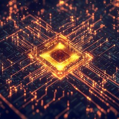 Glowing Quantum Computer Particle Simulation