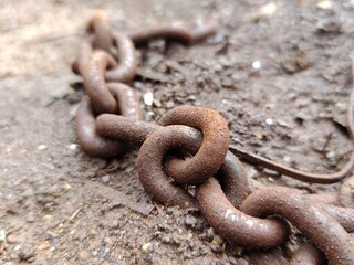 Obraz premium old and rusty steel chain for industrial use, chain concept