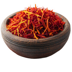 Fototapeta premium A delicate heap of saffron threads with a soft golden hue on a transparent background, Saffron Threads