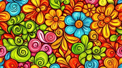 Fototapeta premium Vibrant Floral Fantasy: A Kaleidoscope of Colors