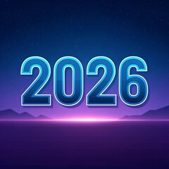 Vibrant 2026 Gradient Text on Dark Background &ndash; Futuristic Year Design, Neon Colors