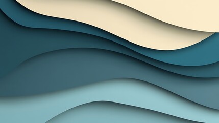 Abstract Blue and Beige Wavy Layers Design