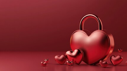 Heart shaped padlock. Valentines day love concept. 3D Vector Illustration, EPS 10 format
