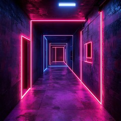 Fototapeta premium VR Escape Room Glowing Walls Immersive Game