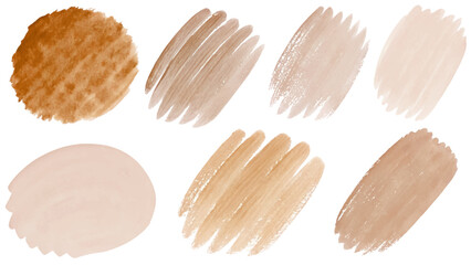 Soft watercolor swatches, warm neutral tones, artistic brush strokes, textured backgrounds, versatile design elements.