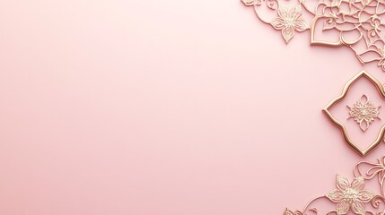 Naklejka premium Rose Gold Floral Design on Pink Background