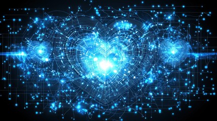 Obraz premium Digital Heart: A Network of Love and Technology