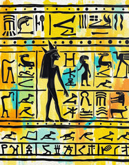 Obraz premium Egyptian hieroglyphs. Abstract pattern for covers, for use in graphics. Oil painting