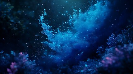 Obraz premium blue particle wave dynamically moving and pulsing in a dark digital environment 