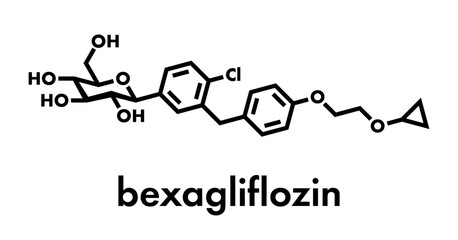 Bexagliflozin diabetes drug molecule. Skeletal formula.