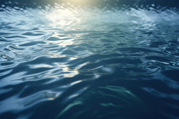 Obraz premium Serene water surface with gentle ripples reflecting sunlight in a tranquil natural setting