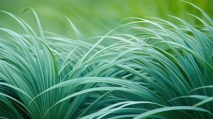 Fototapeta premium Serene Green Grass Blades in Nature's Embrace: A Tranquil Vista
