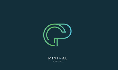 Alphabet letter icon logo CP