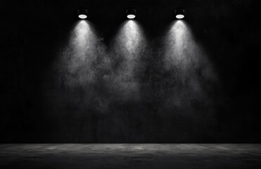 暗い背景に照らされたスポットライトの演出空間