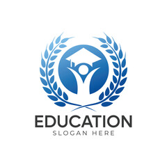 Best student with book logo vector. Education logo template design concept, student progress and success in learning.