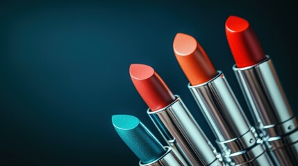 A Close-Up Shot of Four Lipsticks with Vibrant Colors