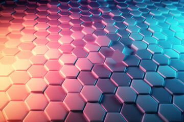 Obraz premium Hexagonal Gradient Pattern with Vibrant and Metallic Colors