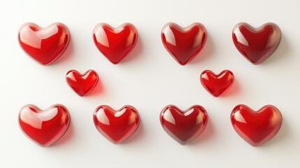 Fototapeta premium Valentine theme with heart shapes on white background illustration