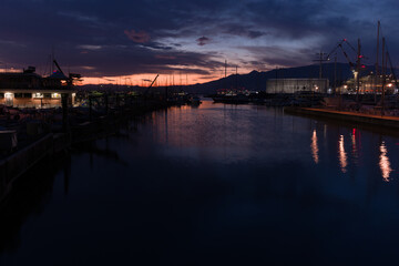 Naklejka premium Sunset in the port of Sestri Ponente