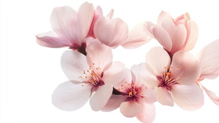 Spring flower in heart shape on white background