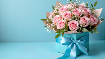 Valentine's Day Flower Bouquet with Roses in Soft Ambient Light