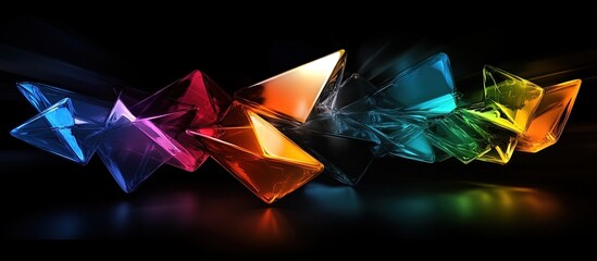 Naklejka premium Colorful, luminous crystal shards on a dark background.