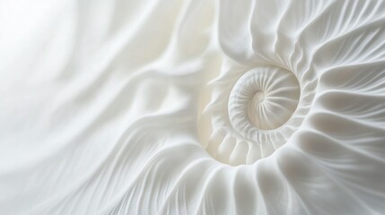 Obraz premium Serene Spiral: A Close-Up of a White Shell's Intricate Design