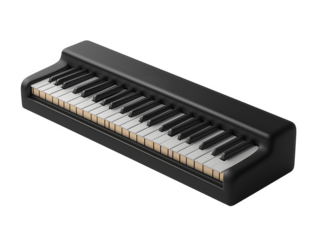 3D electric piano keyboard - transparent image, png.