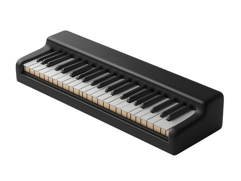 3D electric piano keyboard - transparent image, png.